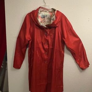 Red reversible raincoat